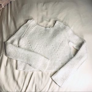 H&M Divided | White Knit Lightweight Crop Sweater